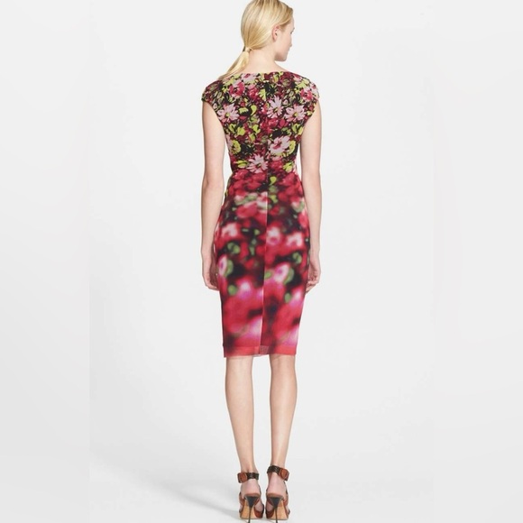 Vintage Jean Paul Gaultier Soleil Printed Midi Sheath Dress Floral Pink Small - Picture 2 of 8